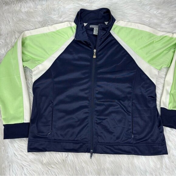 Oleg Cassini Sport Women’s Blue Vintage 90s Soft Shell Luxury Track Jacket M/C45 - Picture 8 of 15